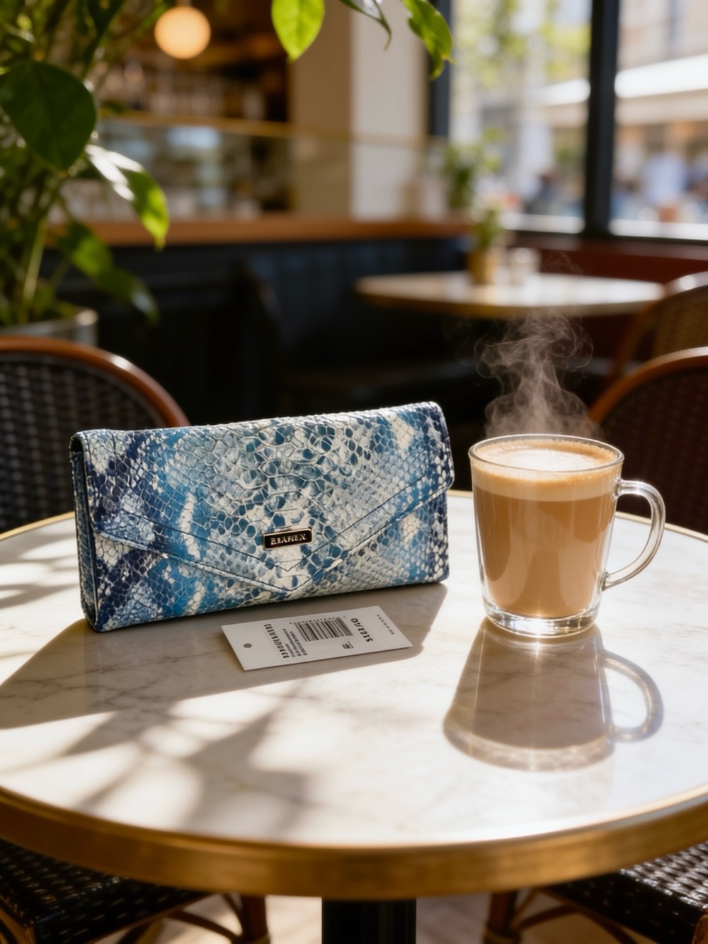 Brahmin Croc-Embossed Envelope/ Clutch/wallet
Denim/sky blue/embossed leather